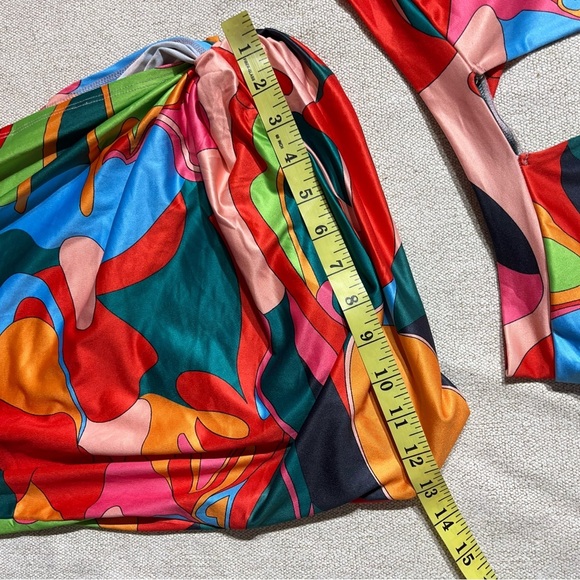 Coord Set Psychedelic Colorful Swirls 60s/70’s Style Halter Bra Top Skirt - Picture 7 of 12